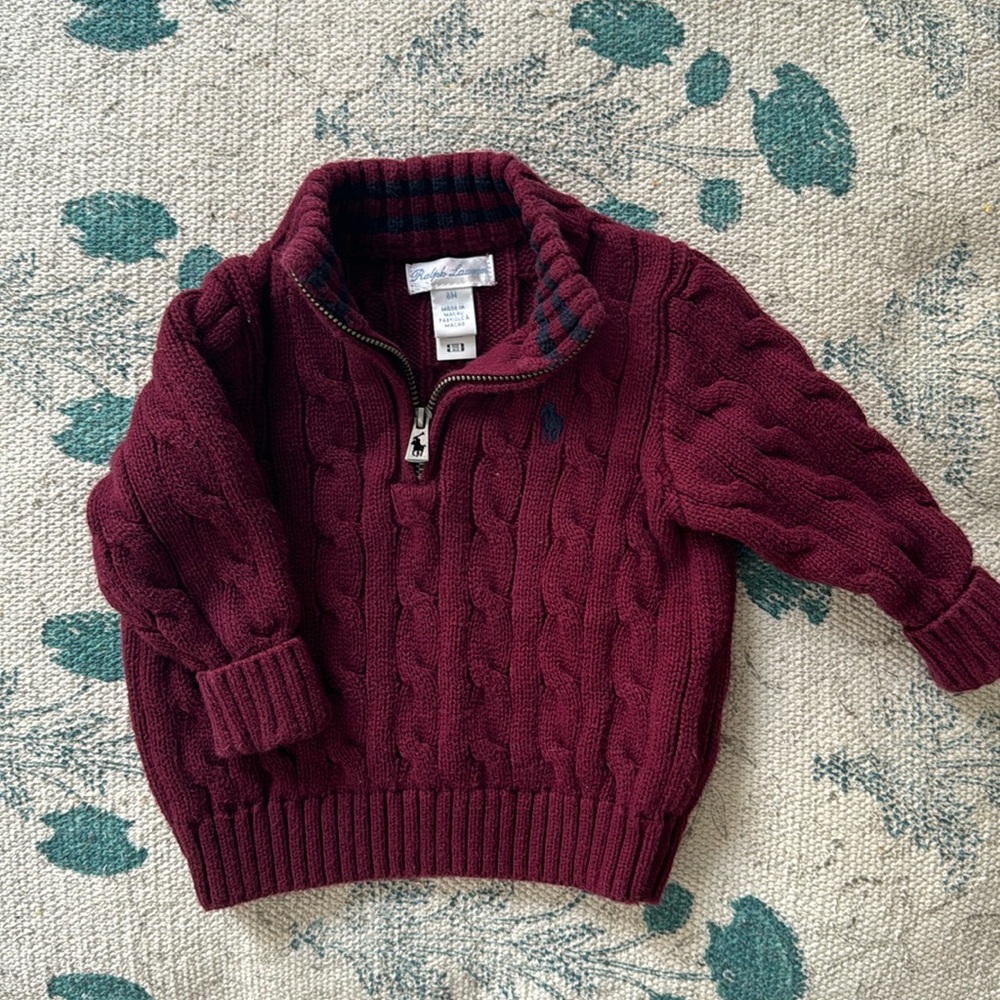 Ralph Lauren Burgundy Cable Knit Sweater